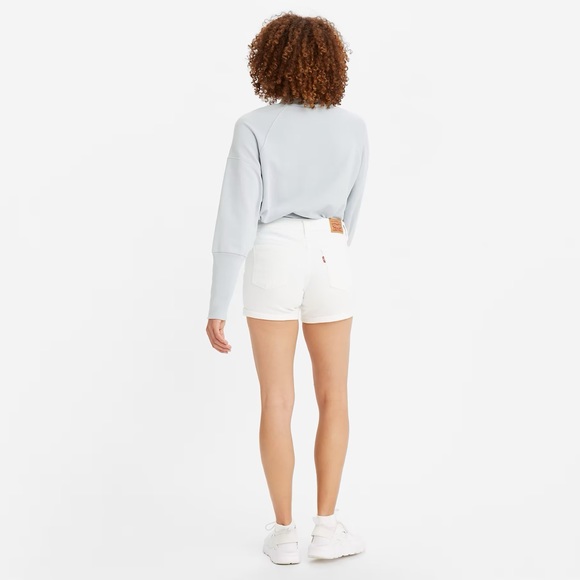 Levi’s White Denim High Rise Mid Length Shorts - Picture 2 of 3